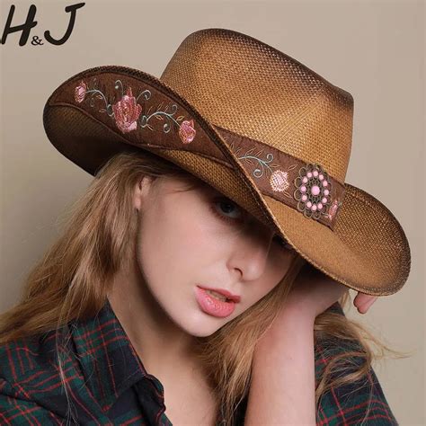 Women-Western-Cowboy-Hat-For-Summer-Elegant-Lady-Cowgirl-Sombrero ...