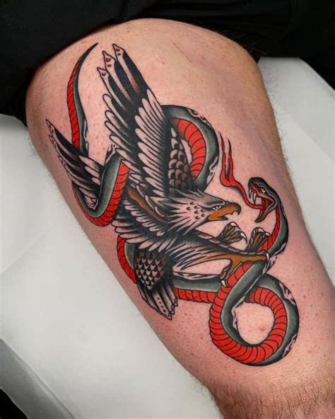 Eagle With Snake Tattoo by @saschafriederich - Tattoogrid.net