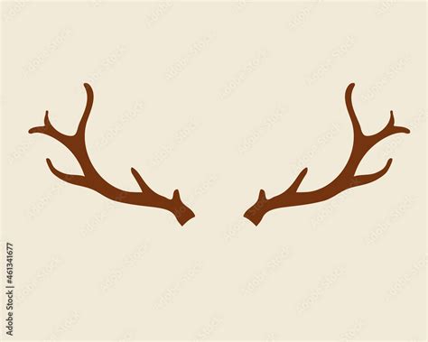 Reindeer antlers silhouette isolated. Vector drawing in simple cartoon style. Great for cutting ...