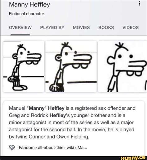 Manny Heffley Manuel "Manny" Heffley is a registered sex offender and Greg and Rodrick Heffley's ...