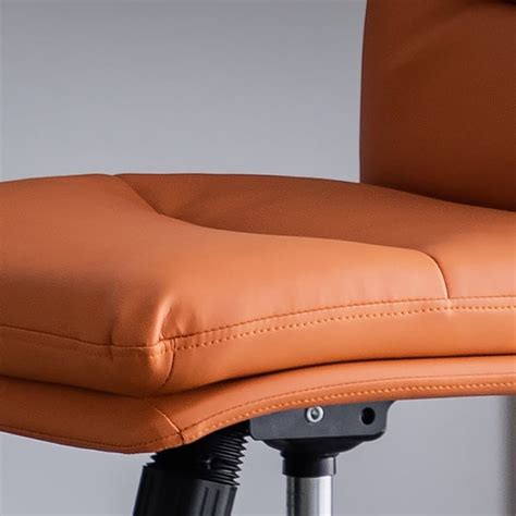 Orange Modern Office Chair PU Leather Task Chair for Desk Upholstered ...