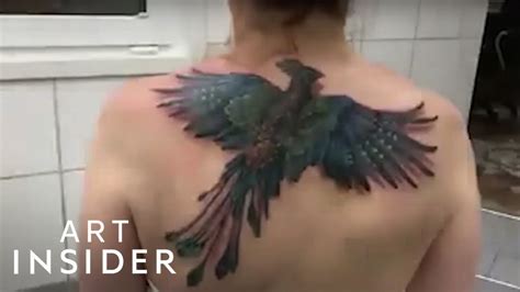 Flying Phoenix Tattoo Looks Like It's Moving - YouTube