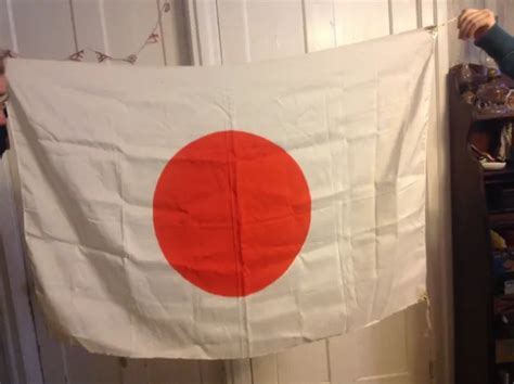 VINTAGE WWII WW2 Japanese Meatball “Good Luck” Silk Flag Dimensions: 42 ...