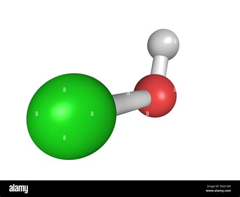 Chemical structure of hypochlorous acid (HClO) molecule. Salts of hypochlorous acid used in ...