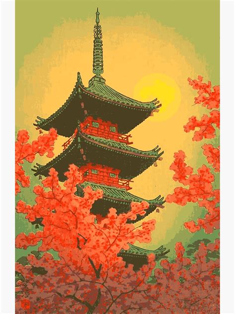 "Pagoda, Ueno Park in Spring Evening - Kasamatsu Shiro - Japanese Art" Poster for Sale by ...