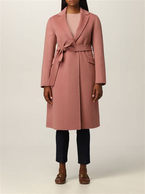 S MAX MARA: wool wrap coat - Pink | S Max Mara coat 90161419600 online at GIGLIO.COM