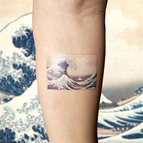 Hokusai's the Great Wave off Kanagawa Temporary Tattoo set of 3 - Etsy