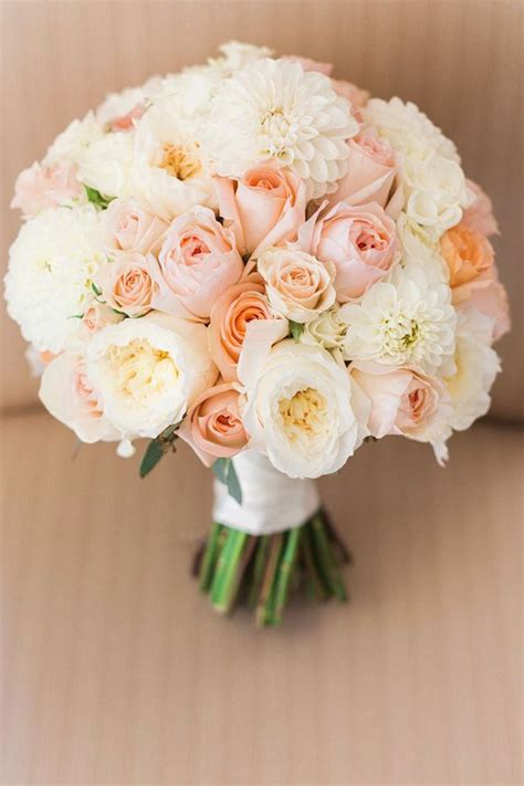 Peach wedding bouquet, Summer wedding bouquets, Ivory bridal bouquet