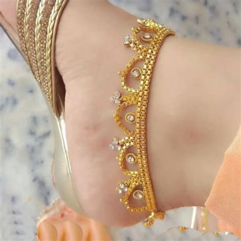 Golden Plated White Stone Payal, Jewellery, Payal & Anklets Free ...