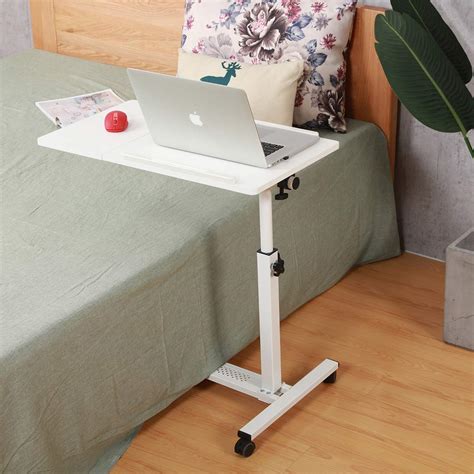 Buy TigerDad Engineered Wood Rolling Tilting Overbed Laptop Table with Wheels (White) Online at ...