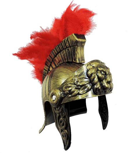 Amazon.com: Roman Trojan Warrior Spartan Soldier Plastic Costume Helmet with Red Feather Crest ...