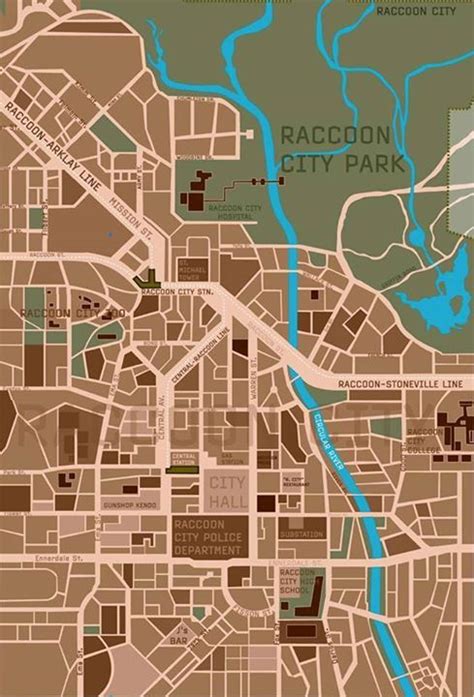 Raccoon City | Mapa cidade, Mapa, Cidade