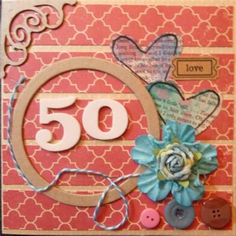 Chook Scraps Scrapbook Gallery - 50th Birthday Love the book paper hearts. | 50th birthday, Card ...