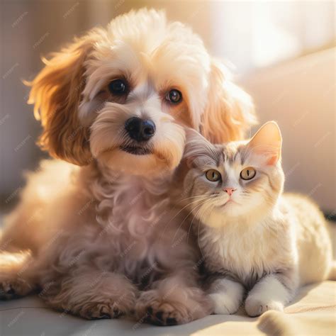 Premium AI Image | Cute cat and dog friends together generative ai