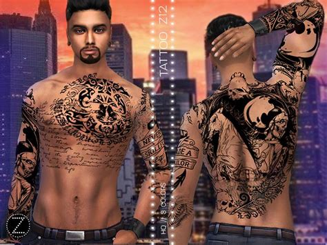 Sims 4 — TATTOO 12 by ZENX — -Base Game -All Age -For Female -3 colors ...