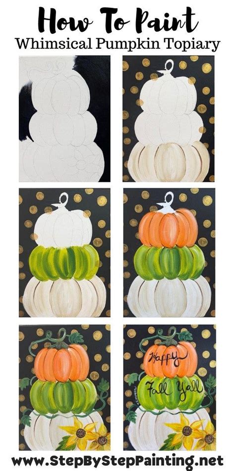 Pumpkin Topiary Painting - Step By Step Painting With Tracie Kiernan | Fall canvas painting ...