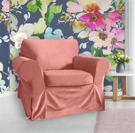 IKEA Ektorp Sofa Slipcover, Velvet Blush Pink | affordable, designer ...