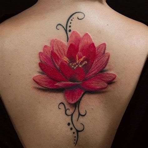 Red And Black Lotus Flower Tattoo