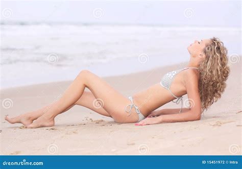 Bikini Girl Lying on a Beach Stock Photo - Image of bikini, woman: 15451972