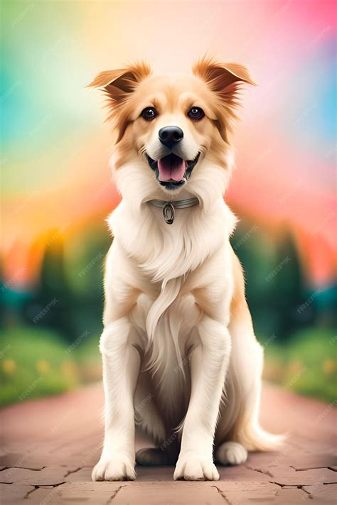 Premium AI Image | A dog with a rainbow background