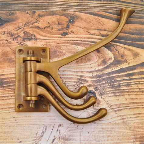 Antique Brass Swinging 4 Arm Coat Hook Hooks Wall Mounted Door Hook Hanger for Hat Coat Clothes ...