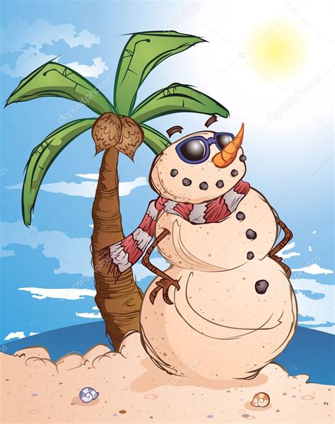 Sand Snowman at the Beach — Stock Vector © aoshlick #8258231