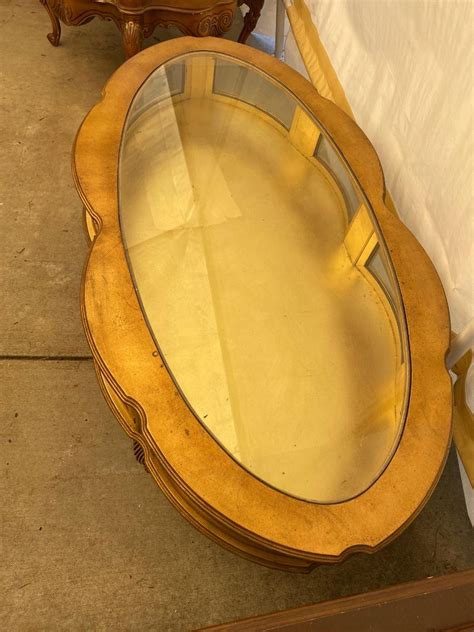 Antique Gold Gilt Curved Vitrine Victorian Glass Top Curio Display Table - LA HABRA HEIGHTS PICK ...