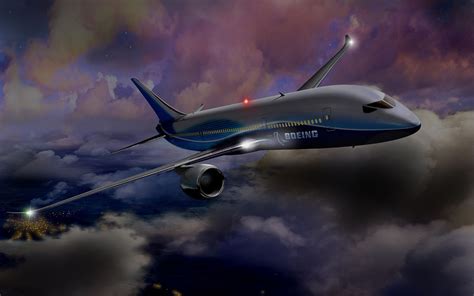 Airplane At Night Background Wallpaper 07482 | Aircraft, Boeing, Night background