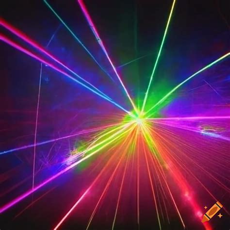 Retro image of a flying laser grid