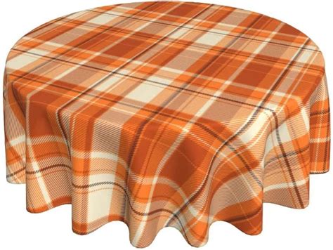 Amazon.com: BETGINY Fall Tablecloth 60 Inch Round Autumn Thanksgiving Plaid Table Cloth Dust ...