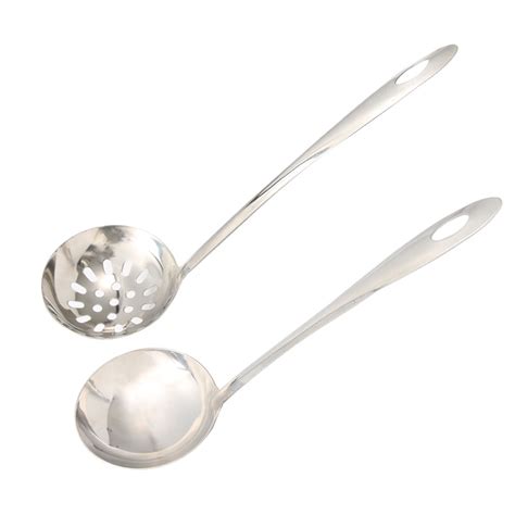 Stainless Steel Soup Ladle Slotted Ladle Chef Cooking 10" Silver Tone 2pcs | Walmart Canada