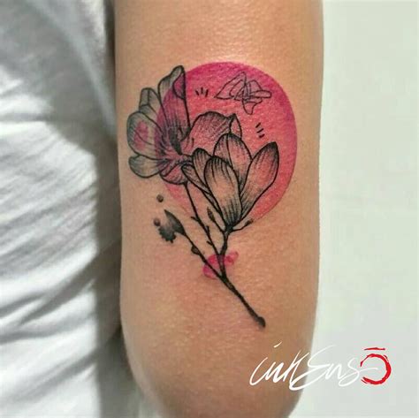 GRAPHIC MAGNOLIA Ila Ink ️ Pink magnolia tattoo, magnolia tattoo, pink ...