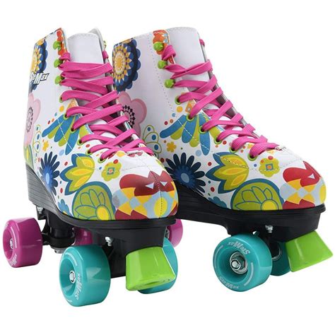 Quad Roller Skates for Girls and Women Size 6 Youth Colorful Flower Outdoor Indoor and Rink ...