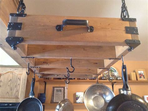 Rustic Pot Rack | Rustic pot racks, Kitchen island pot rack, Pot hanger kitchen