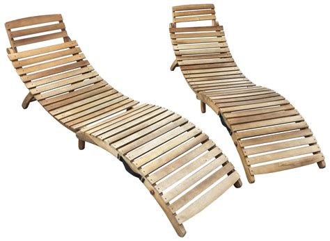 Elegant Wooden Chaise Lounges - Set of 2