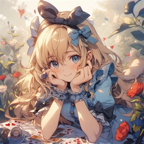 Premium AI Image | Alice in wonderland inspired girl anime cartoon ...