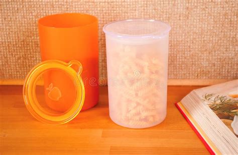 Round kitchen containers stock image. Image of orange - 37829379