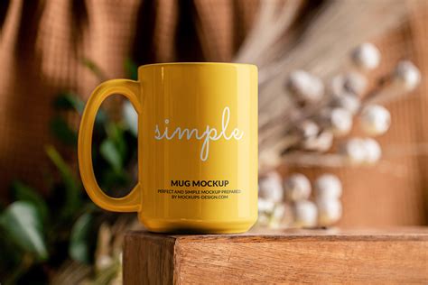 Mug with decorative background mockup - Mockups Design