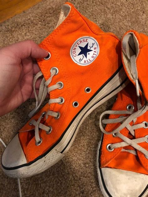 Orange Converse High Tops on Mercari | Orange converse, Converse, Aesthetic shoes