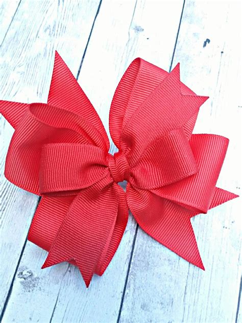 Red Hair Bow Large Red Bow Red Layered Bow Red Hair Clip | Etsy