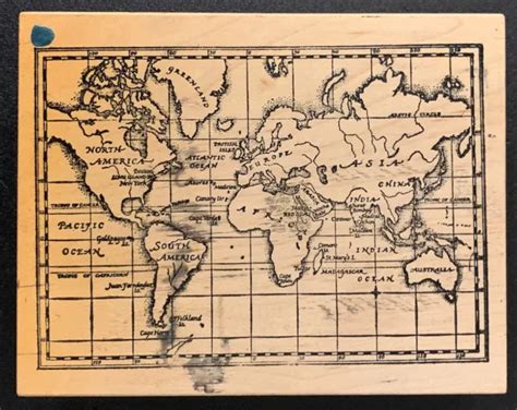 TOYBOX WORLD MAP Continents Oceans Rubber Stamp $12.99 - PicClick