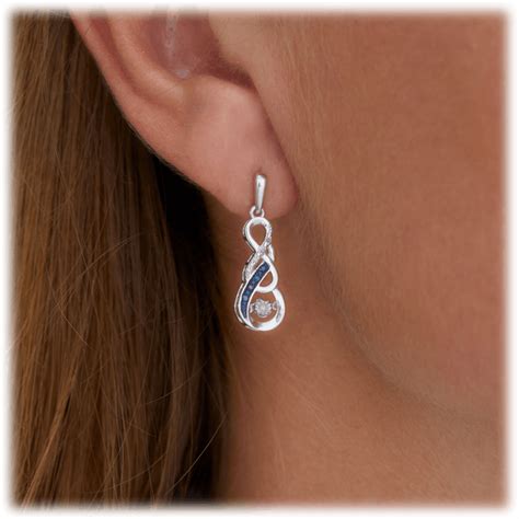 MorningSave: Sterling Silver Genuine Blue and White Dancing Diamond Earrings 0.10 TCW