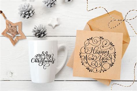 Merry Christmas Quotes and Objects Calligraphy Collection By Happy Letters | TheHungryJPEG