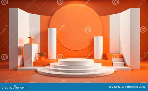 Round Pedestal Podium. High Quality 3d Concept Illuminated Pedestal ...