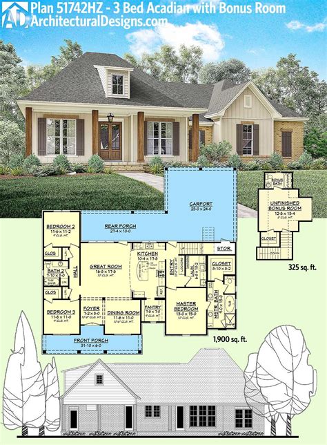 Cajun House Plans | Acadian house plans, New house plans, House plans one story