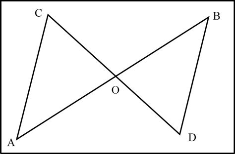 In figure, line segments AB and CD bisect each other at O. Then ΔAOC is congruent to which ...