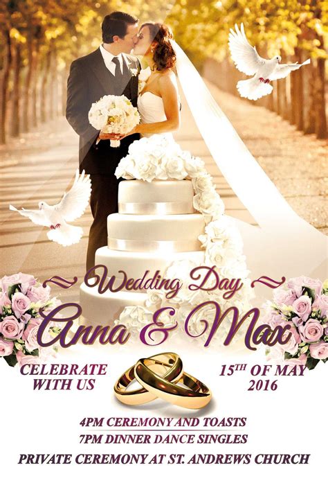 Wedding PSD Flyer Template #7271 | Poster template free, Free flyer ...