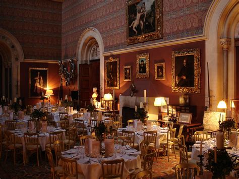 The Great Hall at Eastnor Castle set up for a wedding breakfast ...