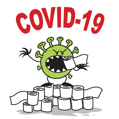 Coronavirus Concept Covid19 Cartoon Character With Toilet Paper Stock Illustration - Download ...