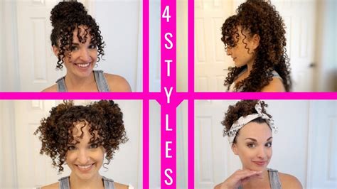 4 easy hairstyles for curly hair step by step | 3b/3c hair - YouTube